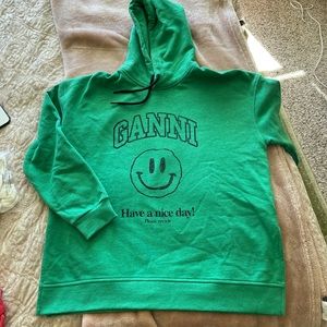 GANNI Responsible Green Smiley Hoodie